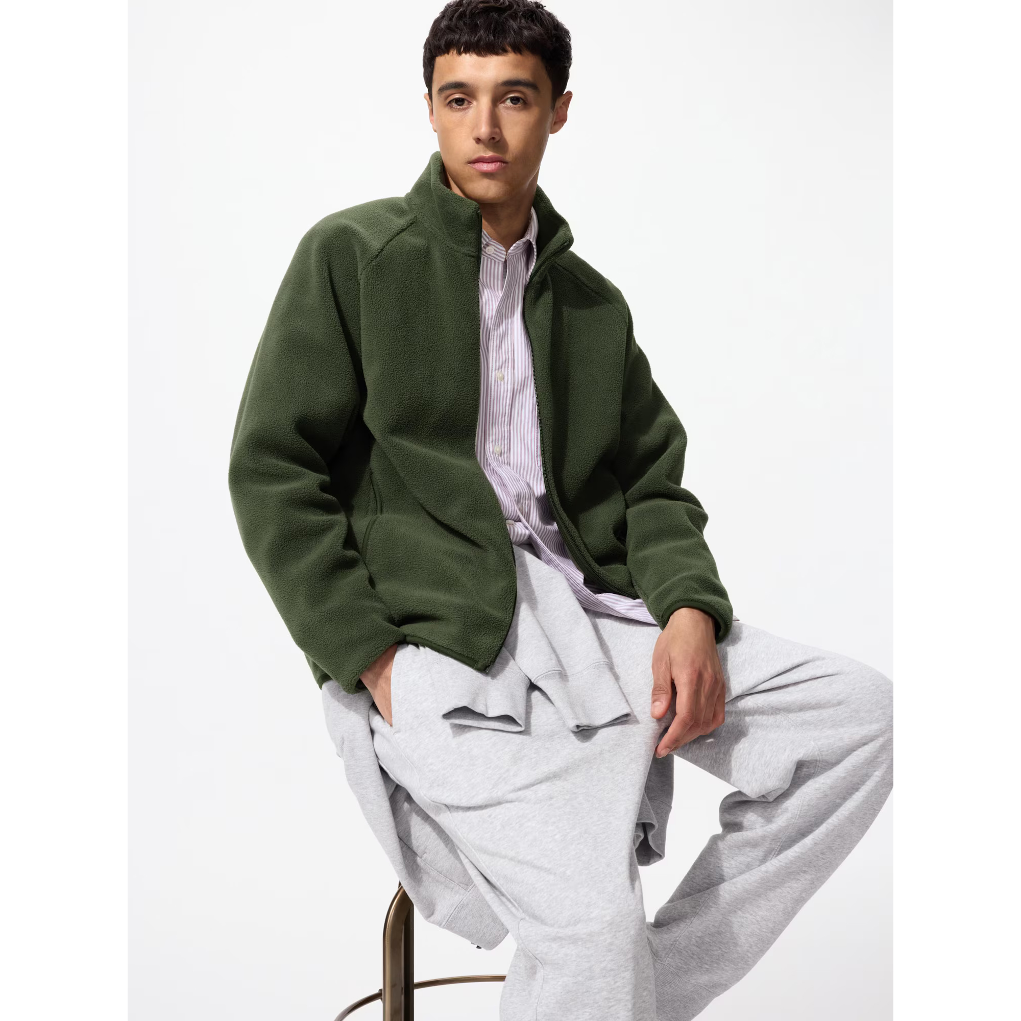 

Толстовка унисекс Uniqlo Fleece Zipped, 56 оливковый, Зеленый, Толстовка унисекс Uniqlo Fleece Zipped, 56 оливковый