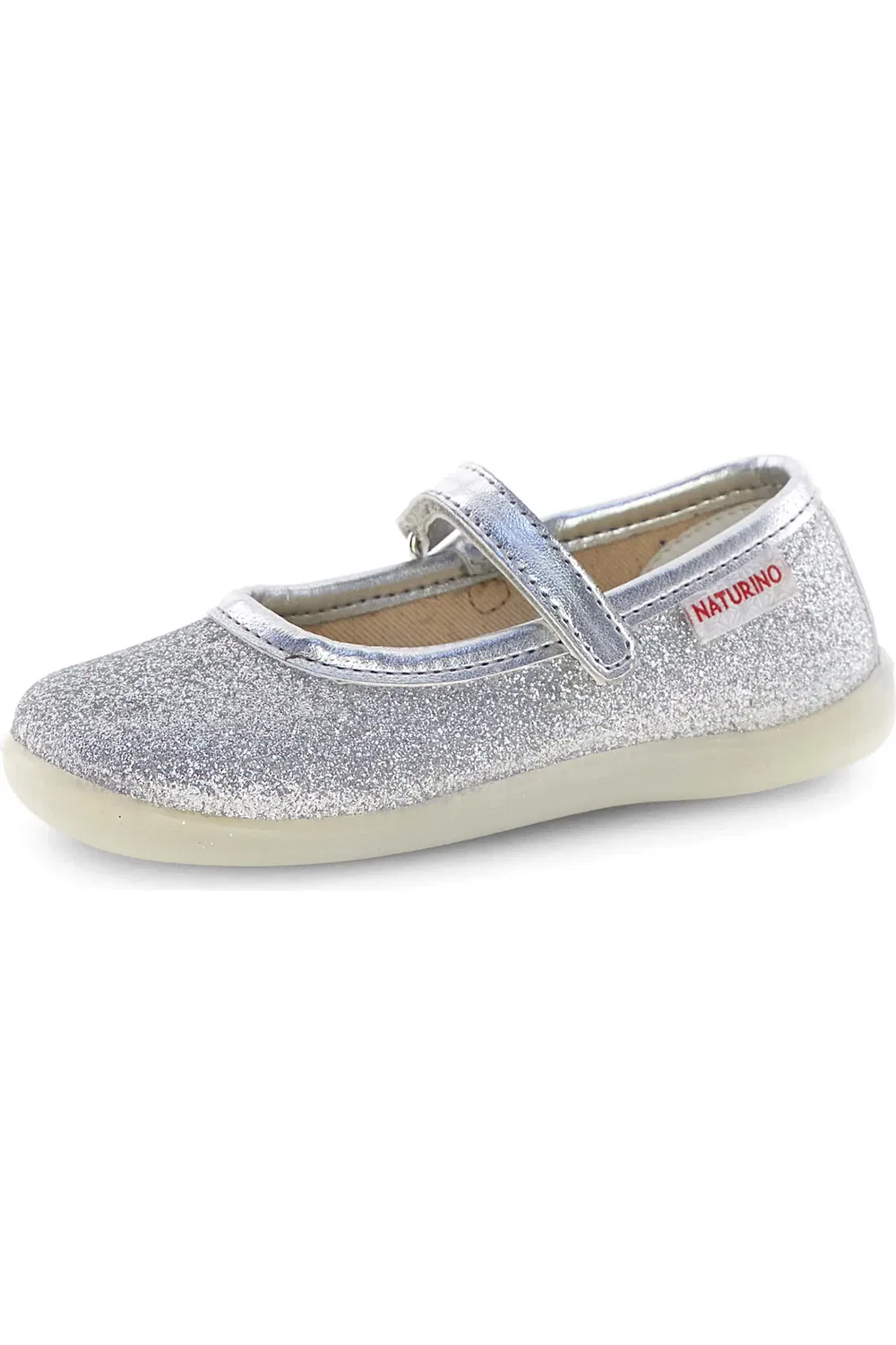 Детские туфли балетки с блестками Pavia 2 Naturino, Silver