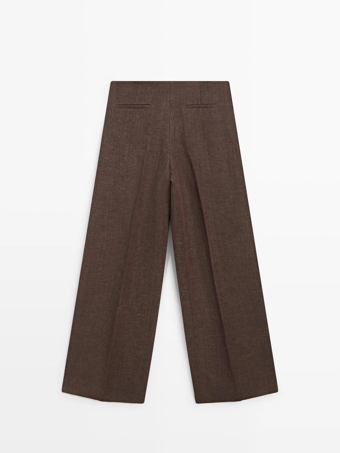 Брюки от костюма из струящегося льна Massimo Dutti, коричневый — фото 3
