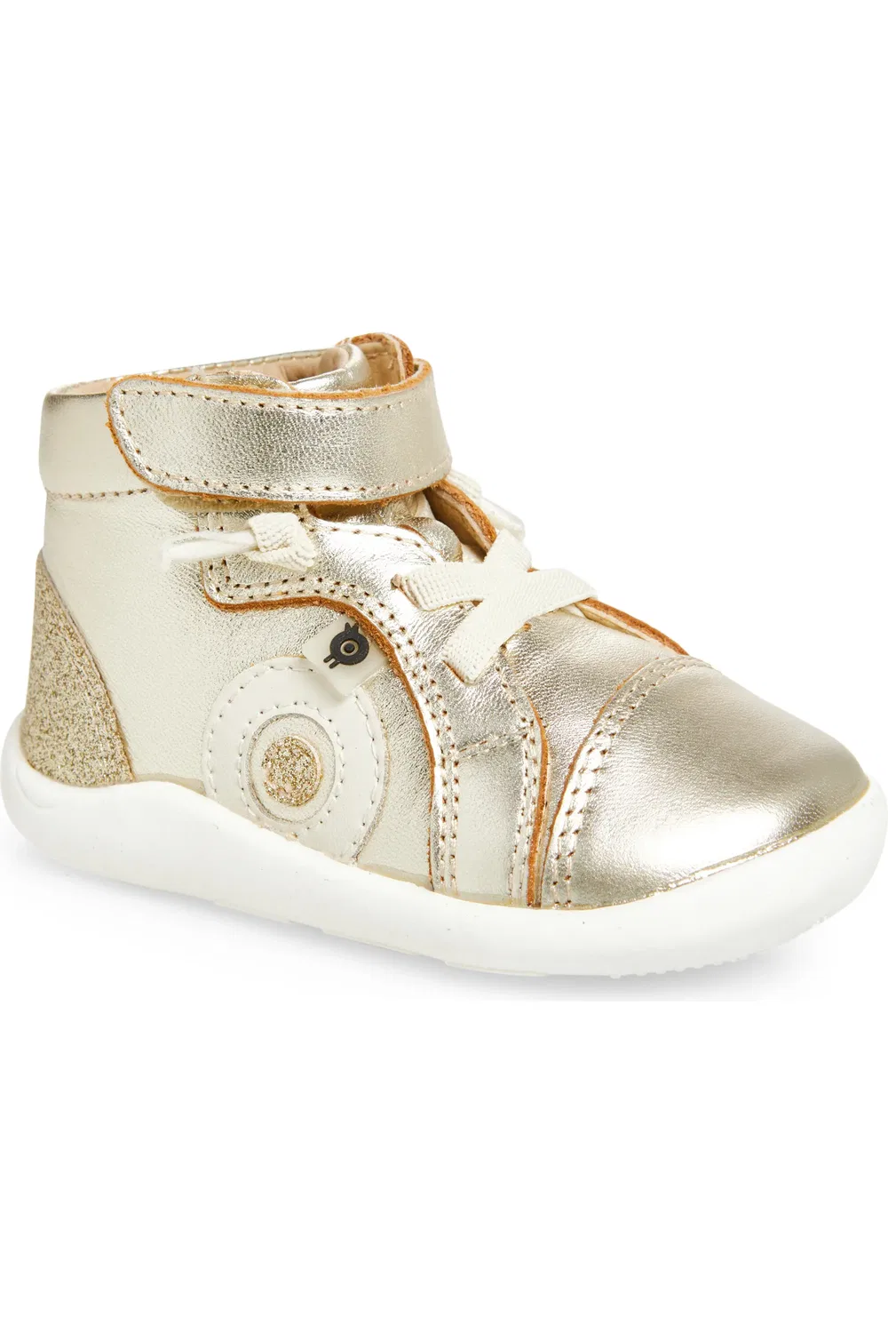 Кроссовки детские высокие на металлической коже Pushka Old Soles, Gold/Sporco/Glam Gold