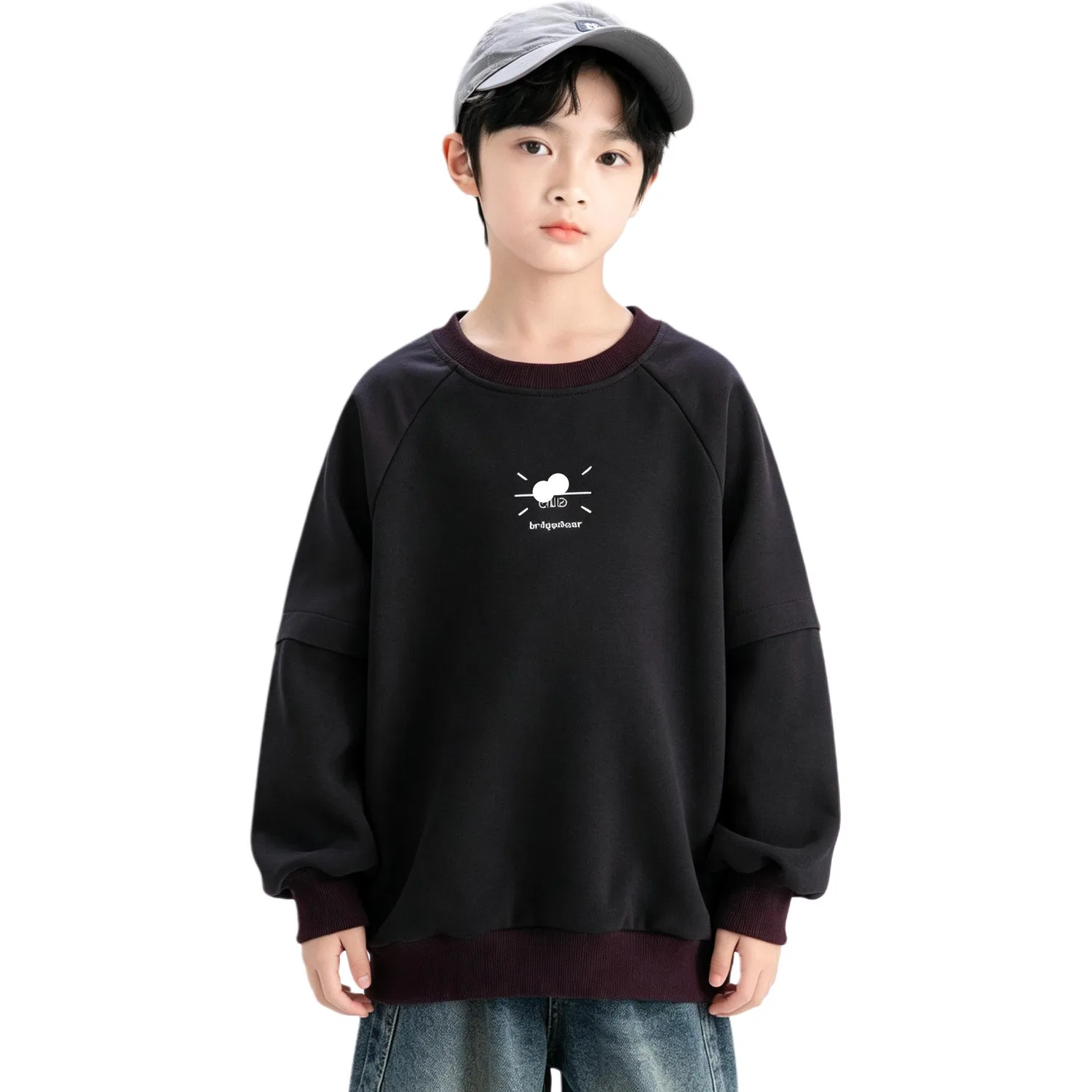 Детский свитшот с круглым вырезом CITY BOY MADALLO, Dark Maroon