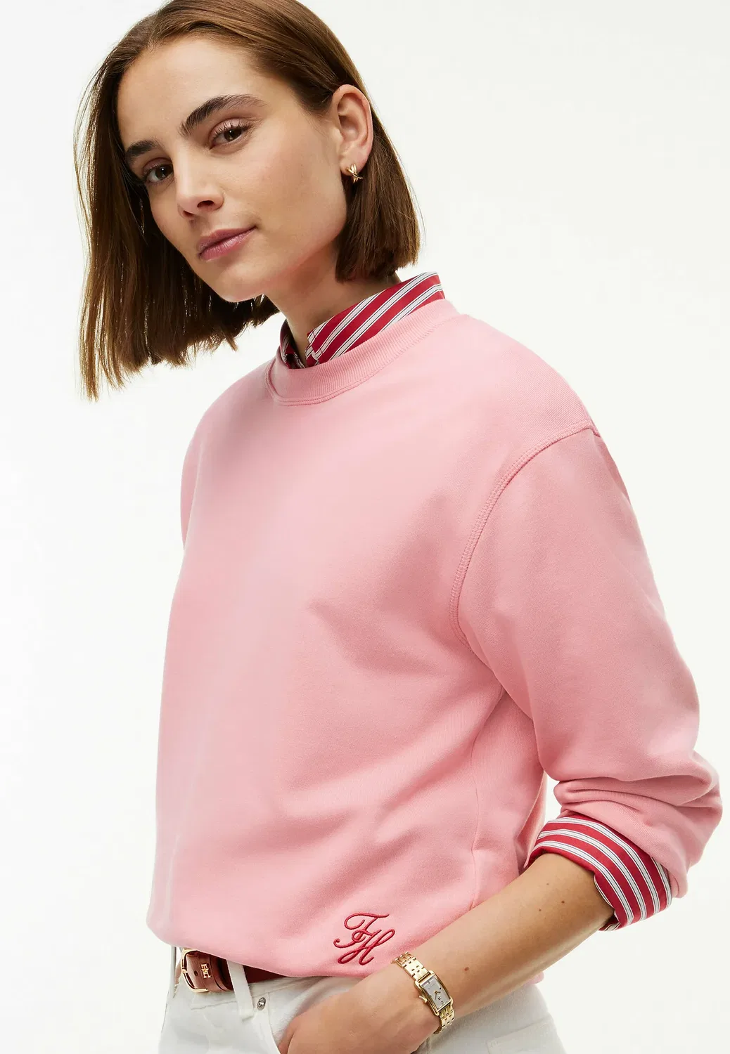 Толстовка с круглым вырезом и логотипом в тон ткани - толстовка Tommy Hilfiger, Carnation Pink — фото 4