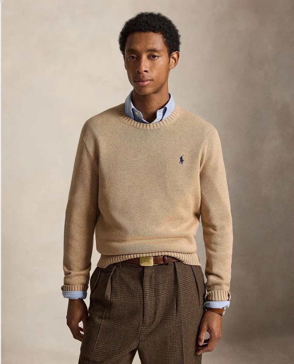 Мужский джемпер из хлопка, Polo Ralph Lauren, верблюжий