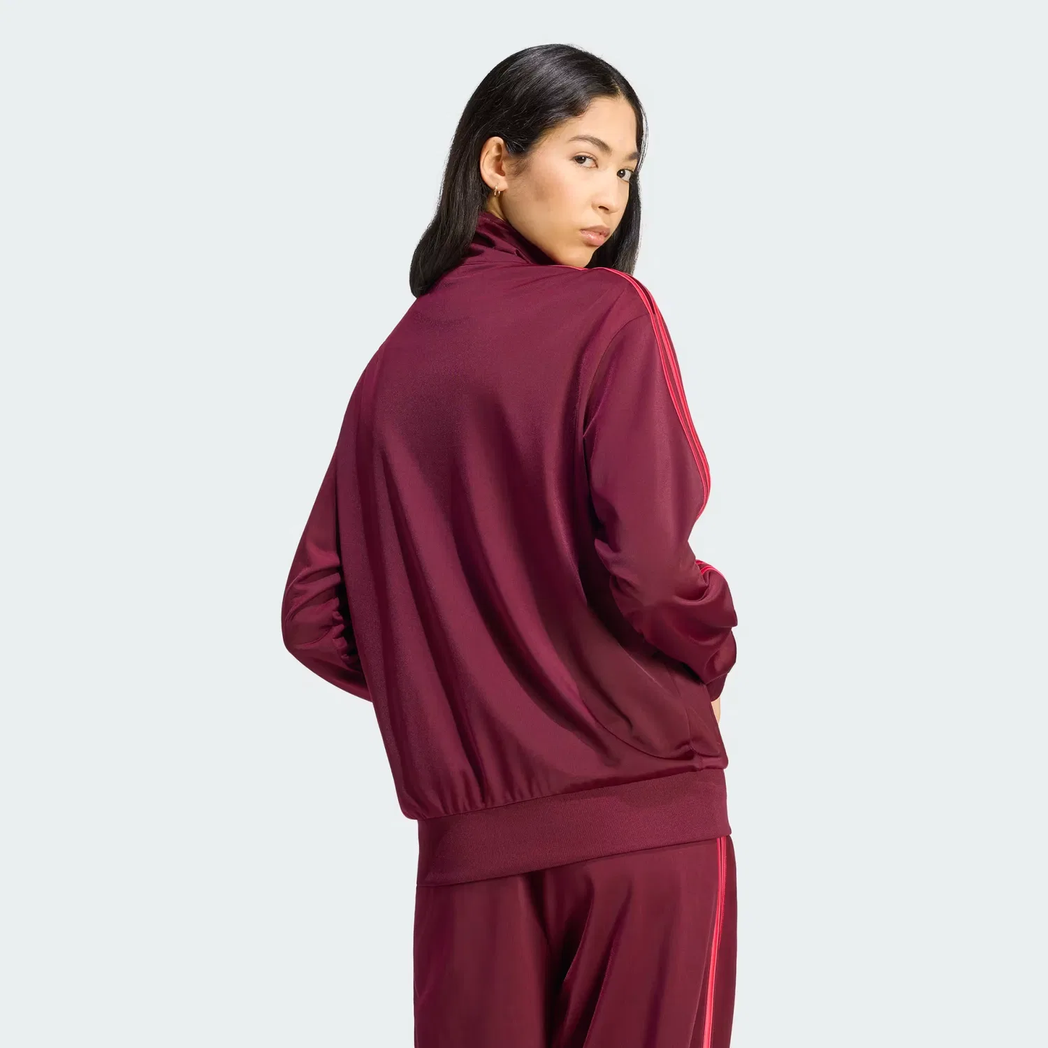 Женская спортивная куртка свободного кроя Firebird Track Top Loose Adidas Originals, бордовый/ярко-розовый — фото 3