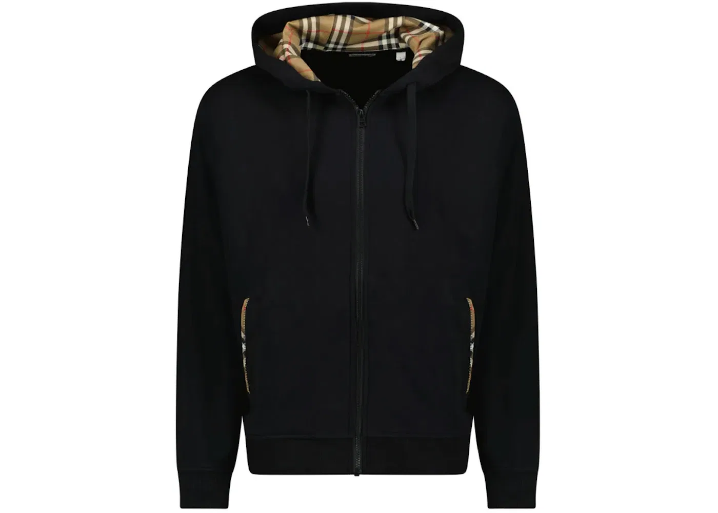 Мужская худи с молнией с клетчатым принтом Hoodie Burberry, Black