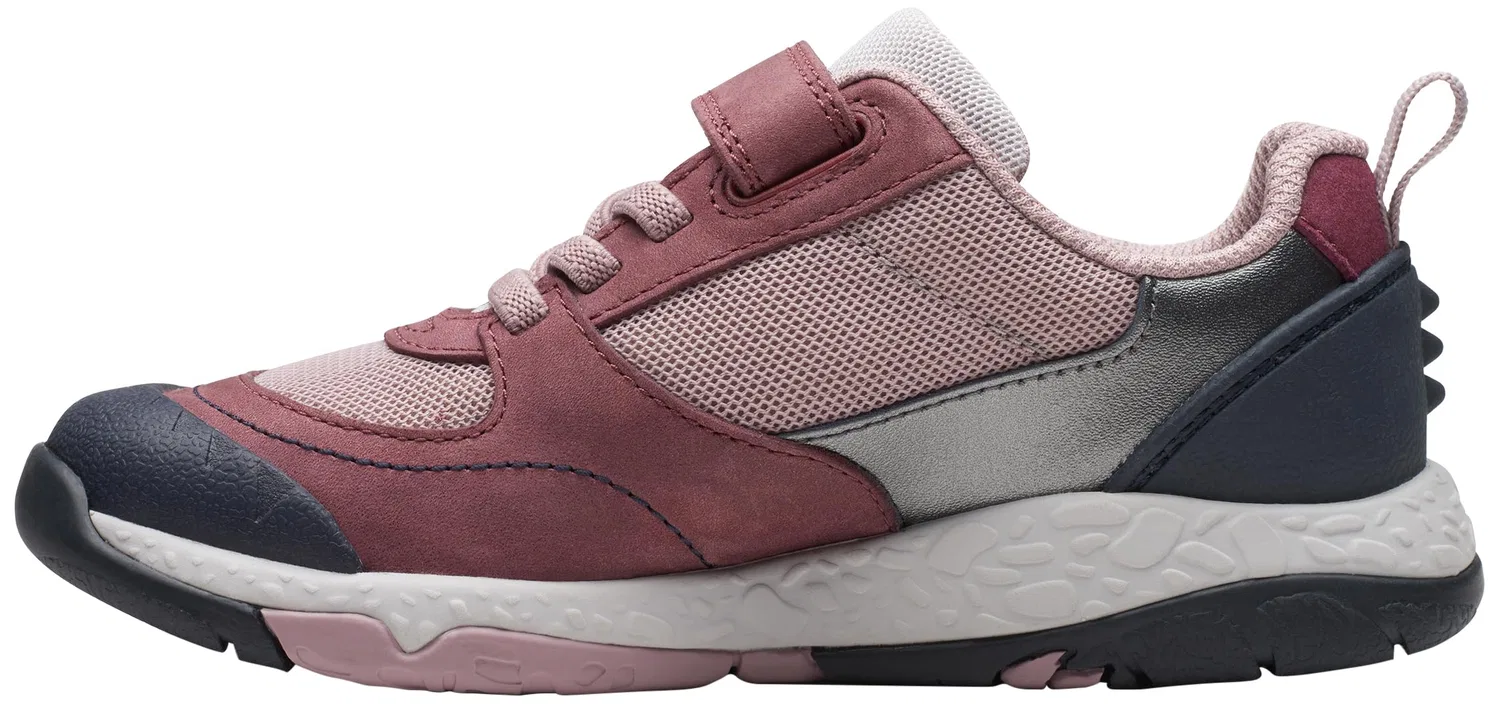 Кроссовки Clarks Steggystridek для девочек, кожаные, цвет Berry Leather