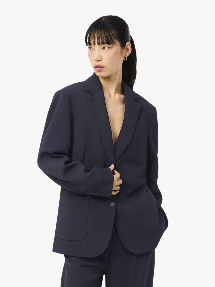 Жакет LACOSTE Iconic Fluid Pique Blazer, Relaxed Fit, Navy