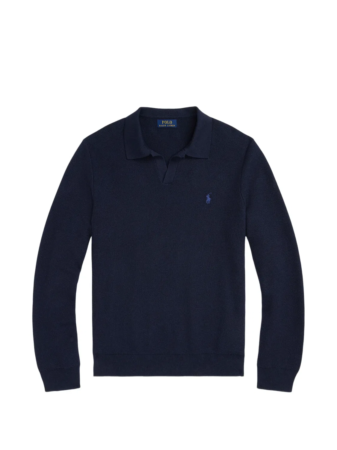 Свитер с воротником поло и вышивкой Pony Polo Ralph Lauren, синий