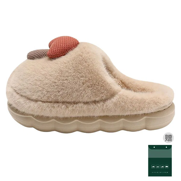 Детские домашние тапочки из хлопка с мультяшным принтом Red bean, Beige
