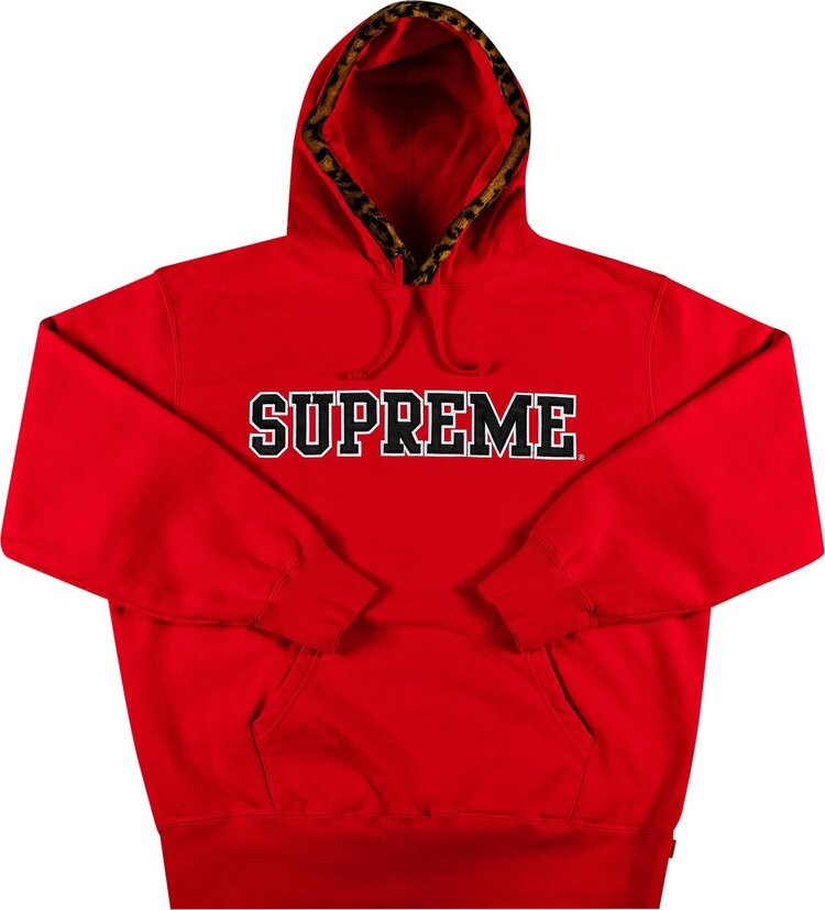 

Толстовка Supreme Leopard Trim Hooded Sweatshirt 'Red', красный