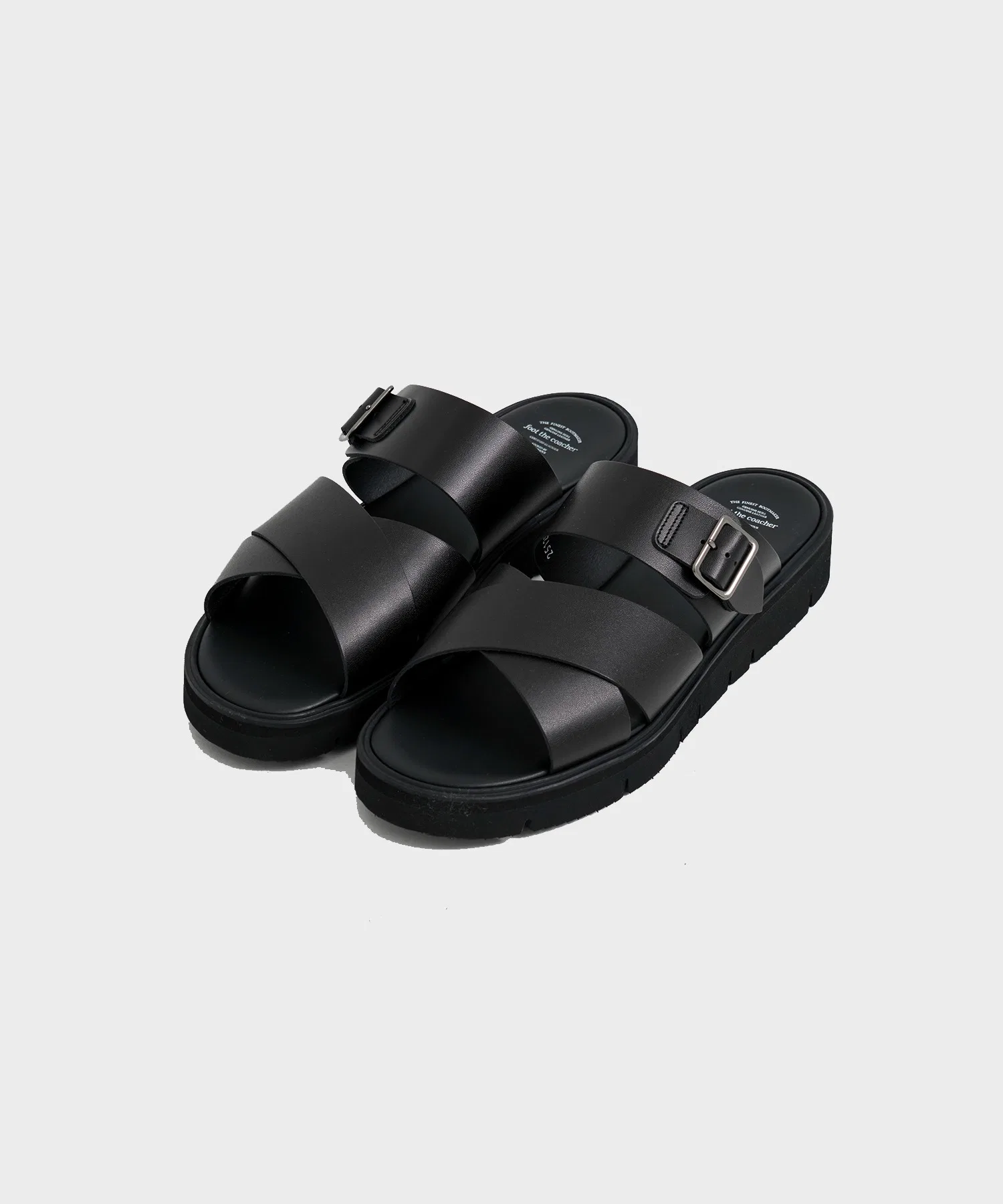 Мужские кожаные сандалии foot the coacher CROSS BELT чёрные