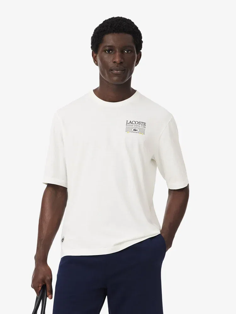 Футболка Lacoste Roland Garros, с графическим принтом, белый