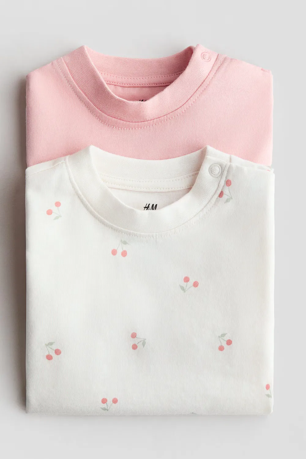 Комплект из 2 хлопковых футболок H&M, Rosa/Kirschen — фото 2