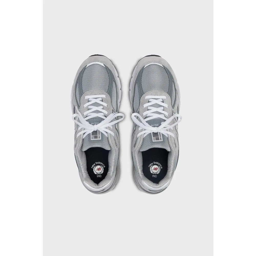 Детские кроссовки на шнуровке с замшевыми деталями и логотипом U990GR4 New Balance — фото 3