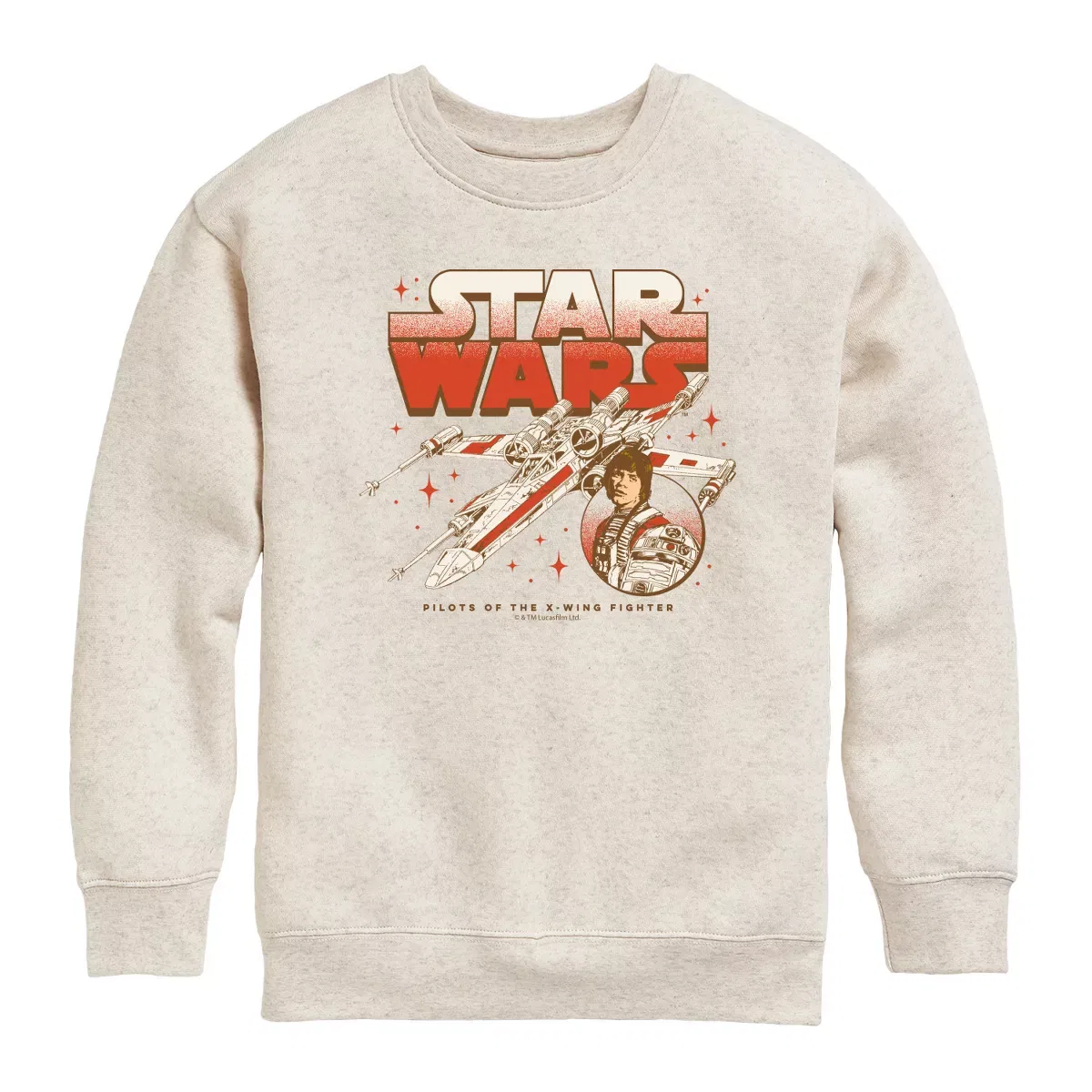 Детское лонгслив с принтом Star Wars Luke R2 Xwing, Star Wars, Natural