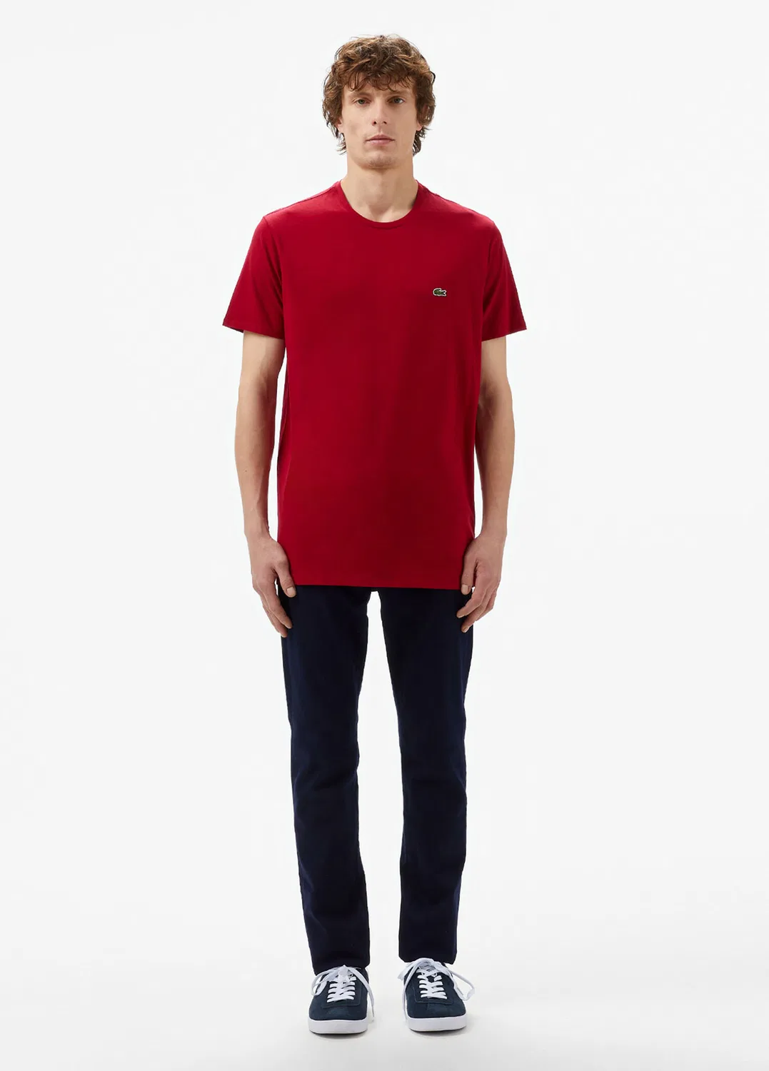 Футболка Lacoste slim fit, велосипедный воротник, бордовый — фото 4