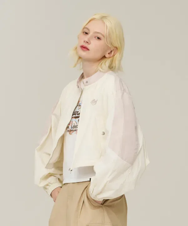 Куртка-пилот кроп из нейлона, Superdry, кремовый