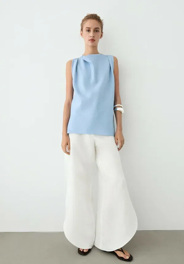 Блуза с запахом Massimo Dutti, light blue, светло-голубой