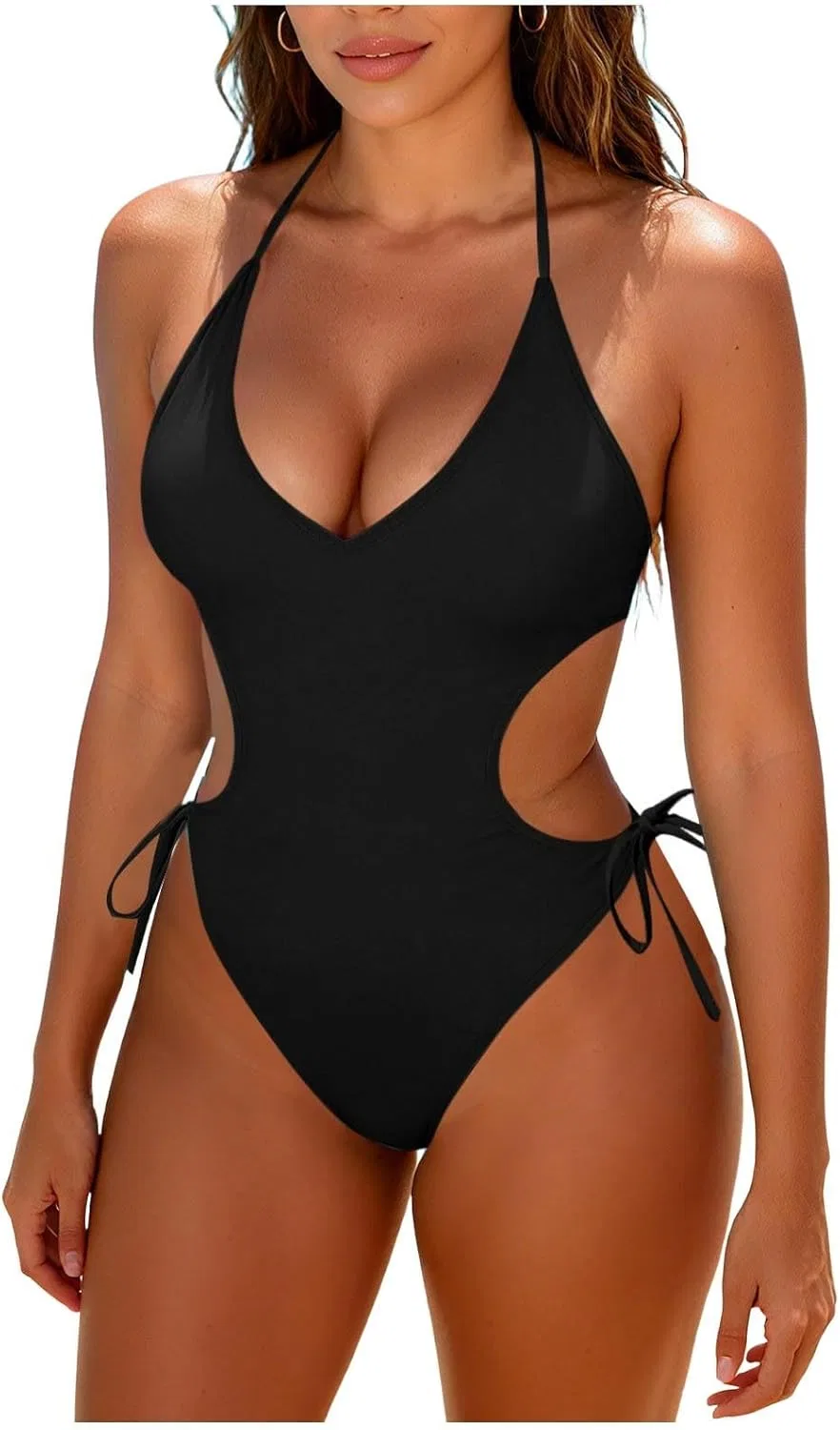 Женский цельный купальник с вырезами Monokini, Black