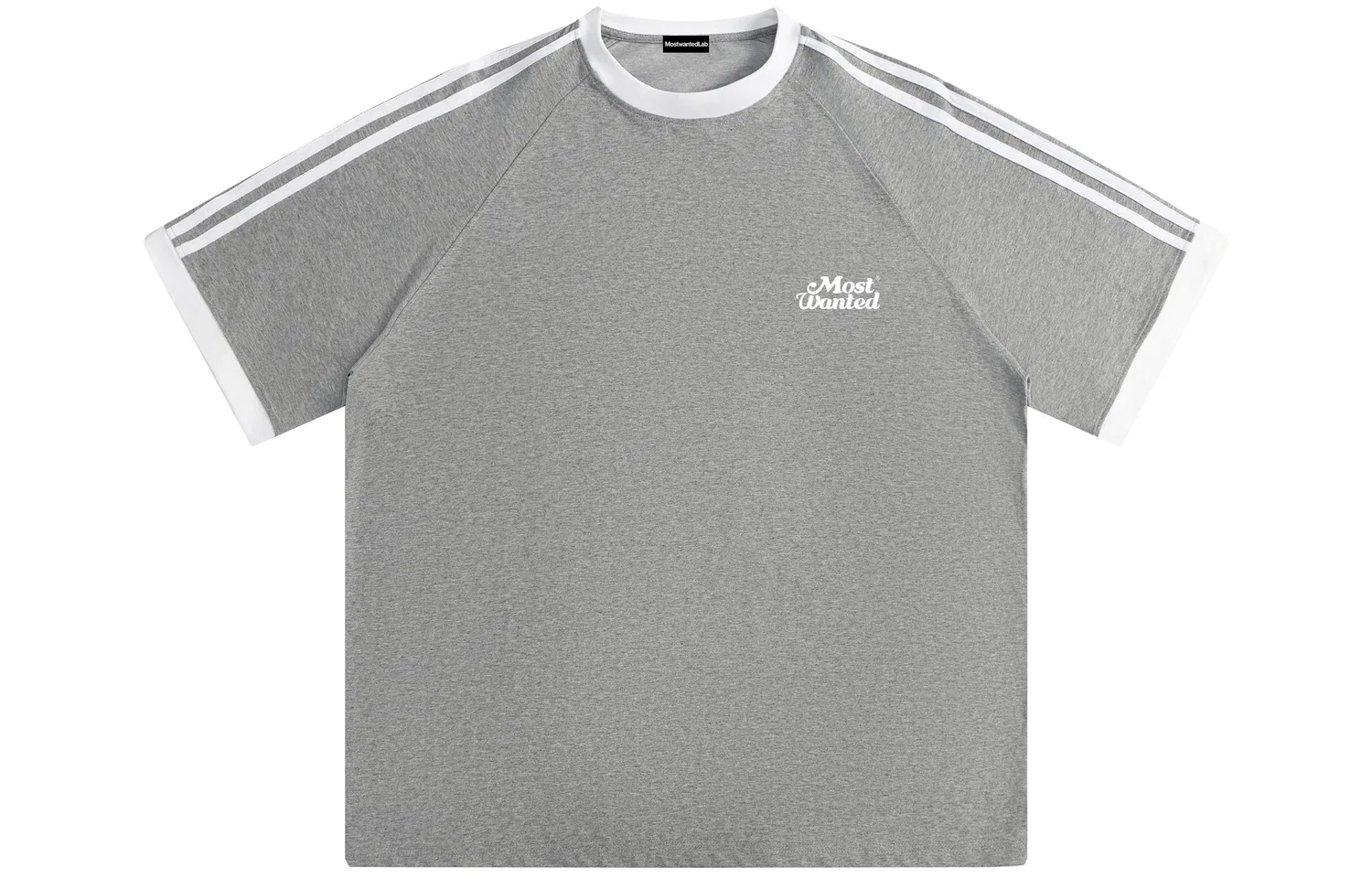 Детская футболка с круглым вырезом средней плотности Heather Gray & White Stripes MostwantedLab, Heather Gray & White Stripes
