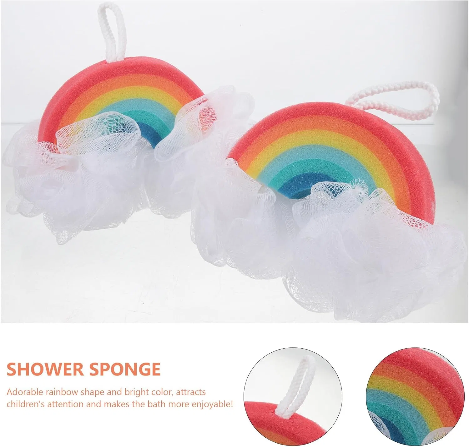 Губка для душа NUOBESTY, 2 шт, Радуга, 23x12x3.5 см — фото 4