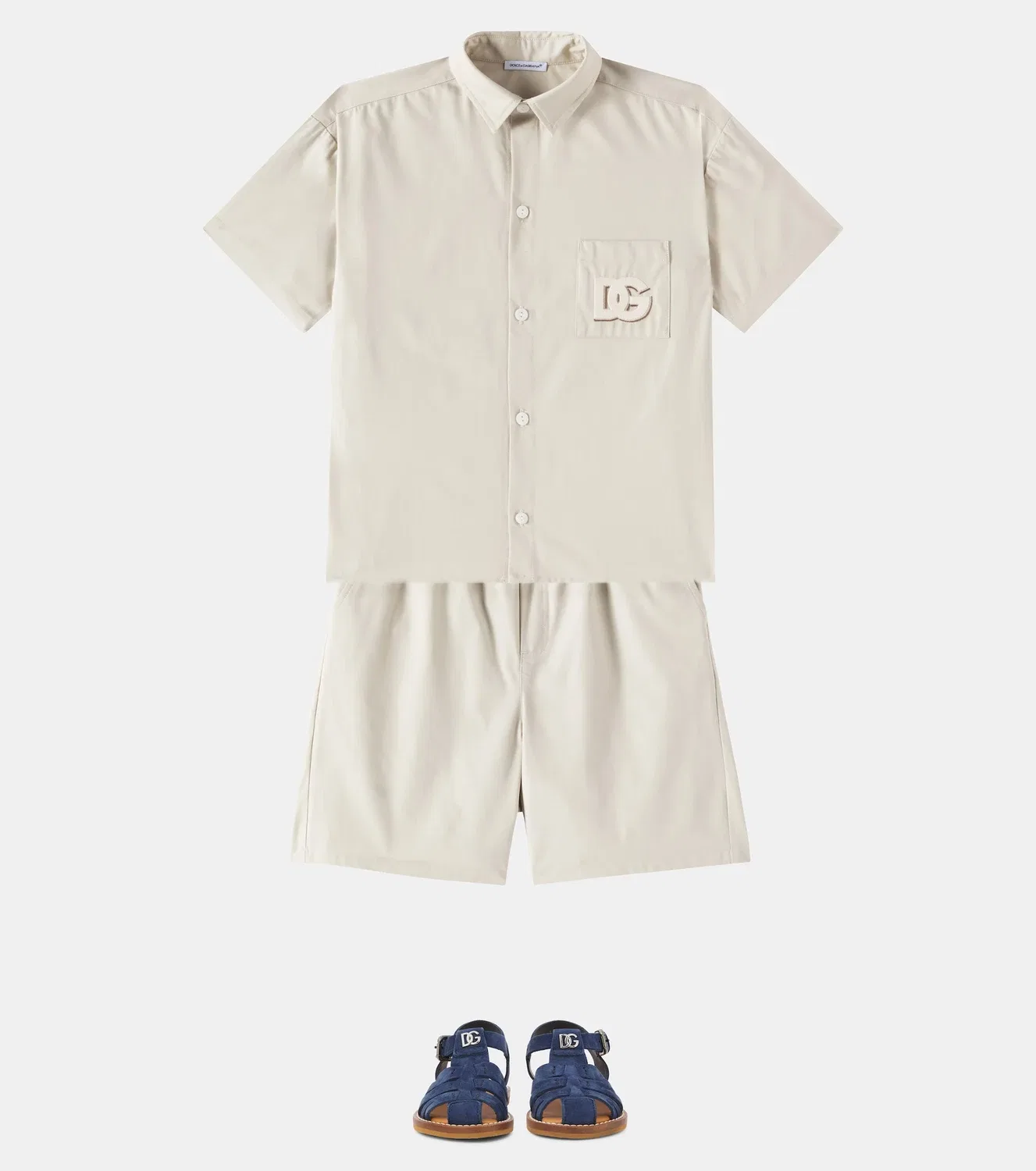 Рубашка из габардина с нагрудным карманом Dolce&Gabbana Kids, бежевый Medio — фото 2