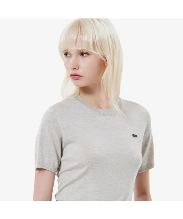 Женский свитер с коротким рукавом Lacoste, мягкая шерсть — фото 2