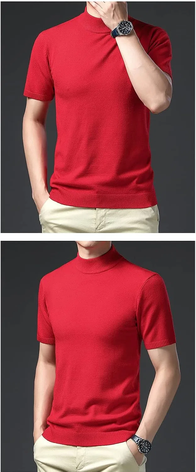 Свитер с полувысоким воротником, мужской, Slim Fit, Red Generic — фото 3