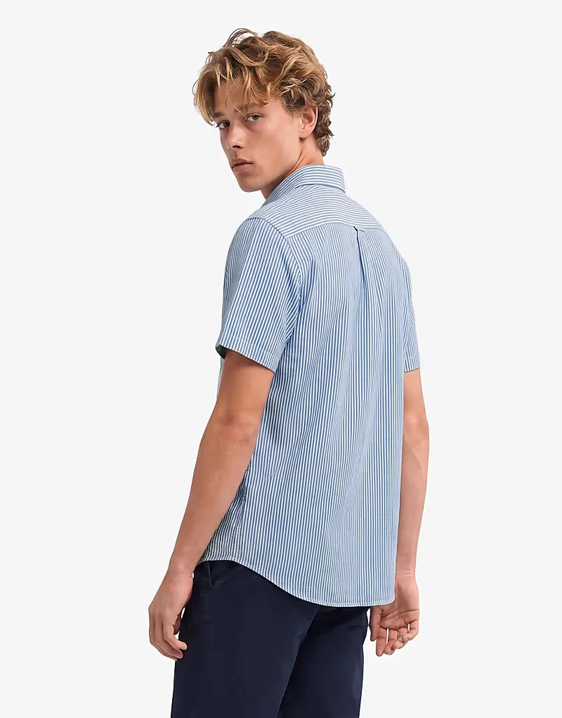 Льняная рубашка Superdry Riviera с коротким рукавом, в синюю полоску — фото 2