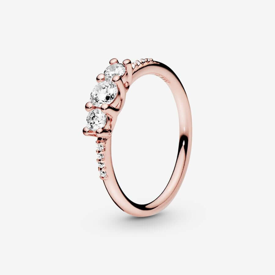 

Кольцо Pandora Timeless Clear Three-Stone, розовое золото