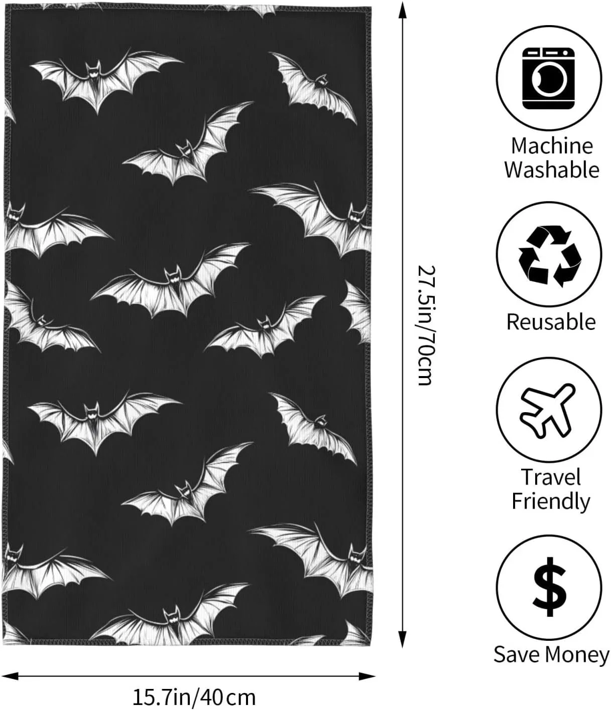 Мочалка для лица из микрофибры 69,5x40,6 см, Nevjipu, Cold White Bat — фото 2
