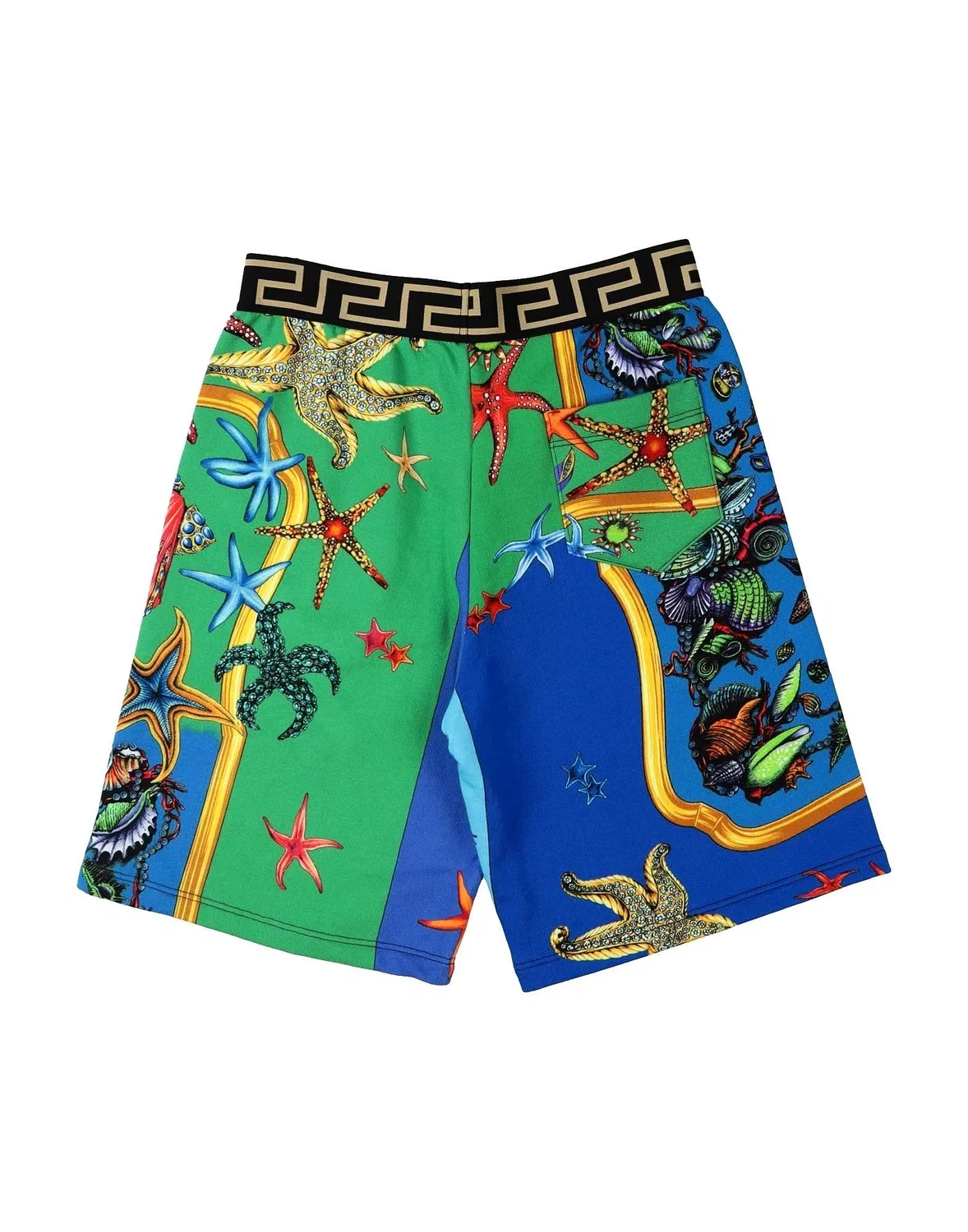 Детские шорты для девочек из футера с принтом Versace Young, зеленый — фото 2