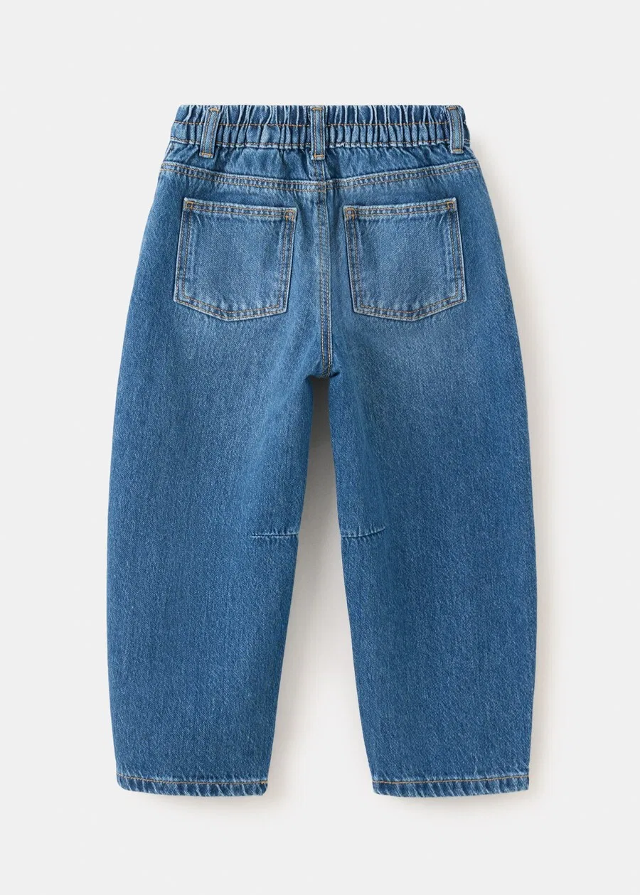 Детские джинсы MANGO KIDS Barrel Jeans синего цвета — фото 2