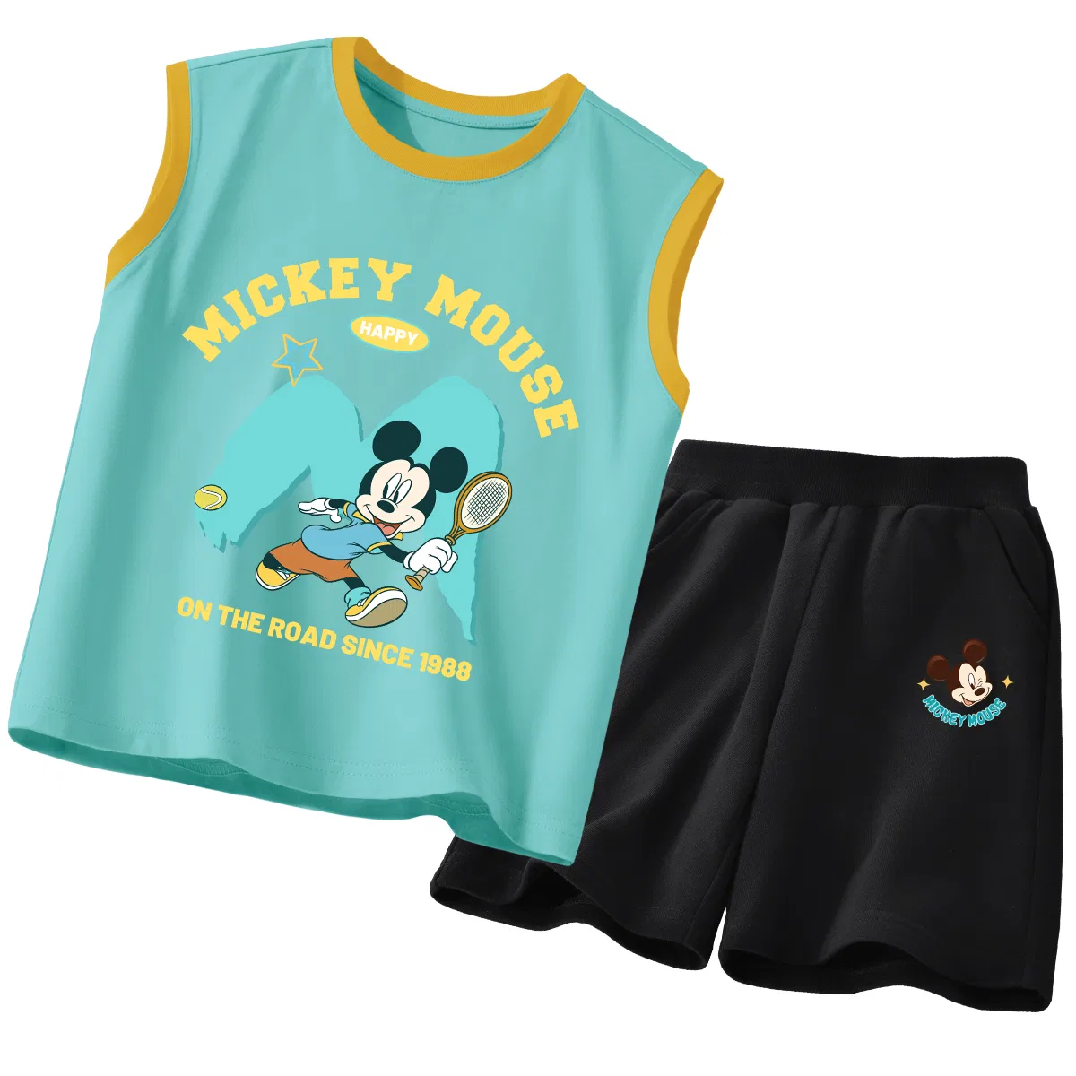 Детский спортивный костюм с круглым вырезом, Disney, Di Wave Ball Orange Blue + Di Cute Star K Black