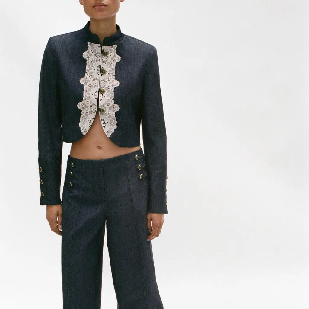 Женский костюм с воротником-стойкой Indigo ZARA, Indigo — фото 4