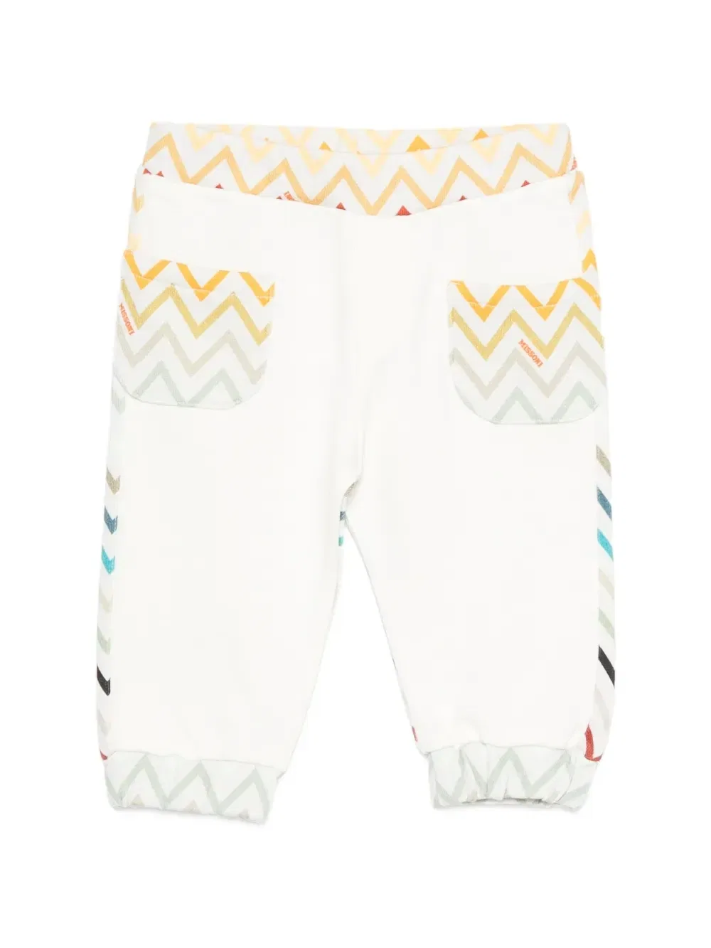 Эластичные спортивные брюки с зигзагообразным узором Missoni Kids, белый