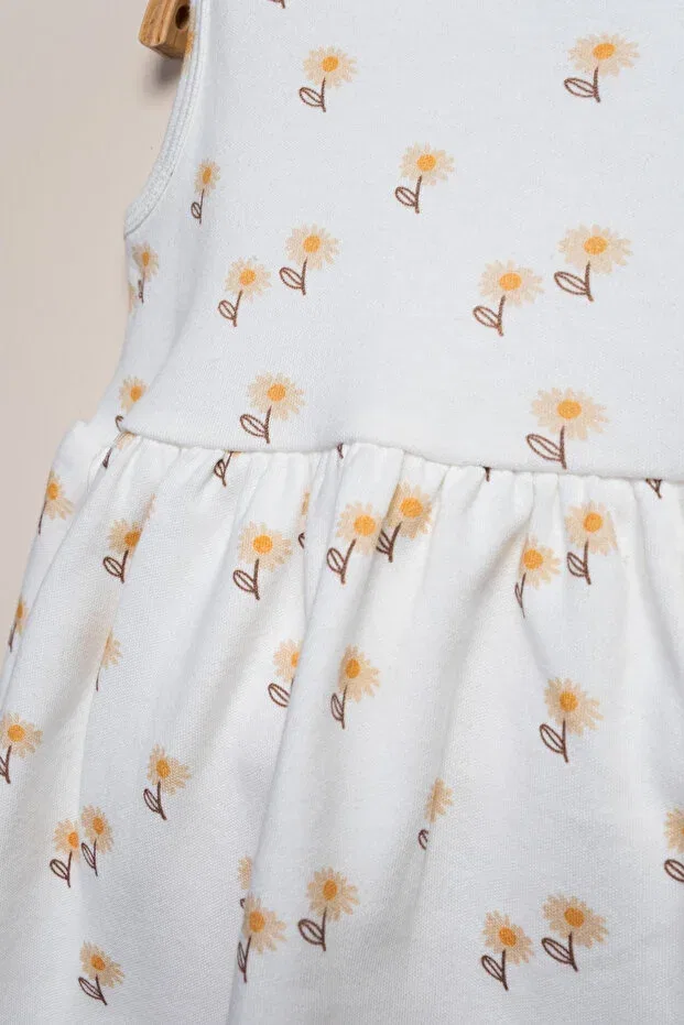 Детское платье для девочек с принтом Minimal daisy patterned For My Baby, White — фото 4