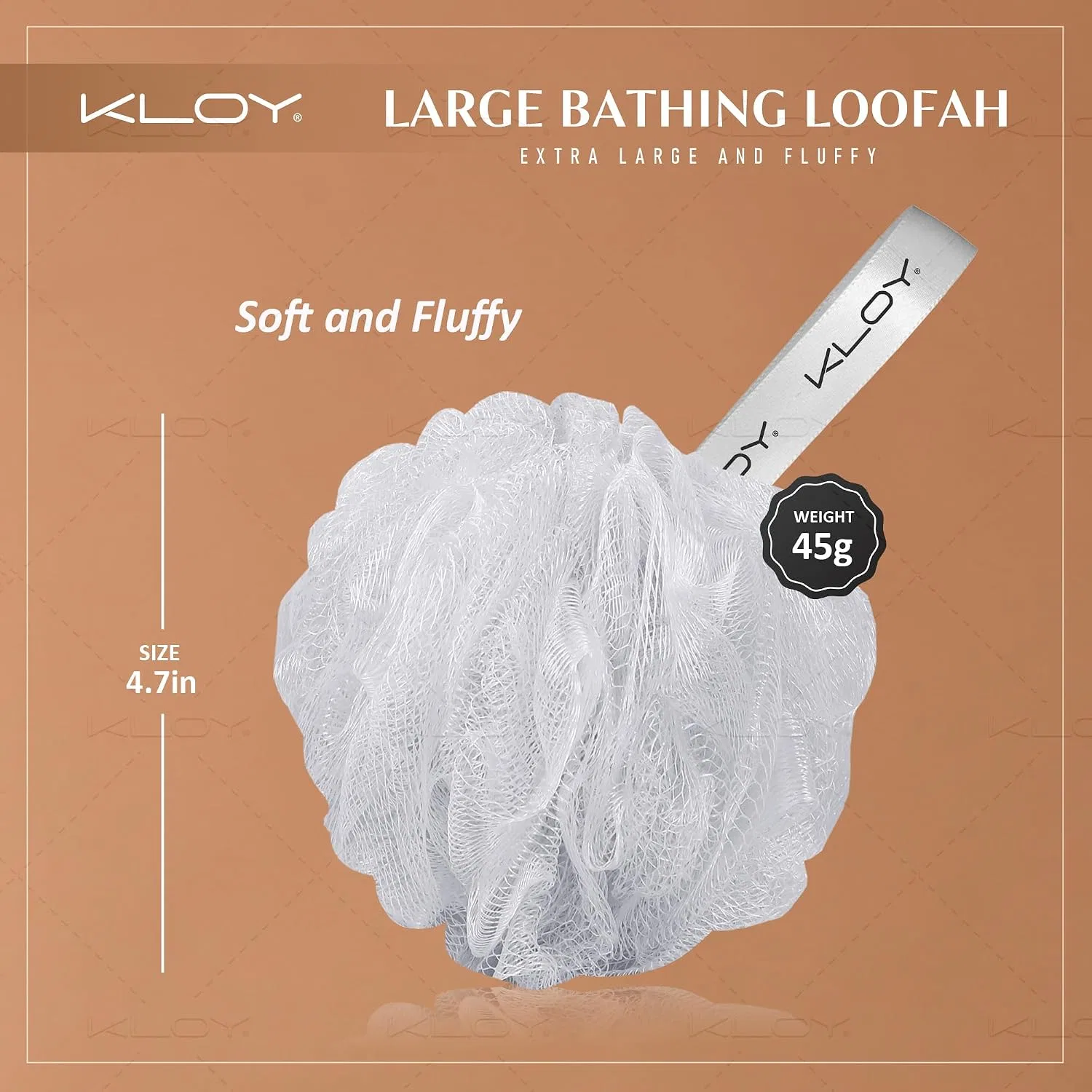 Мочалка для душа KLOY Large, 2 шт, Белый с золотым — фото 4