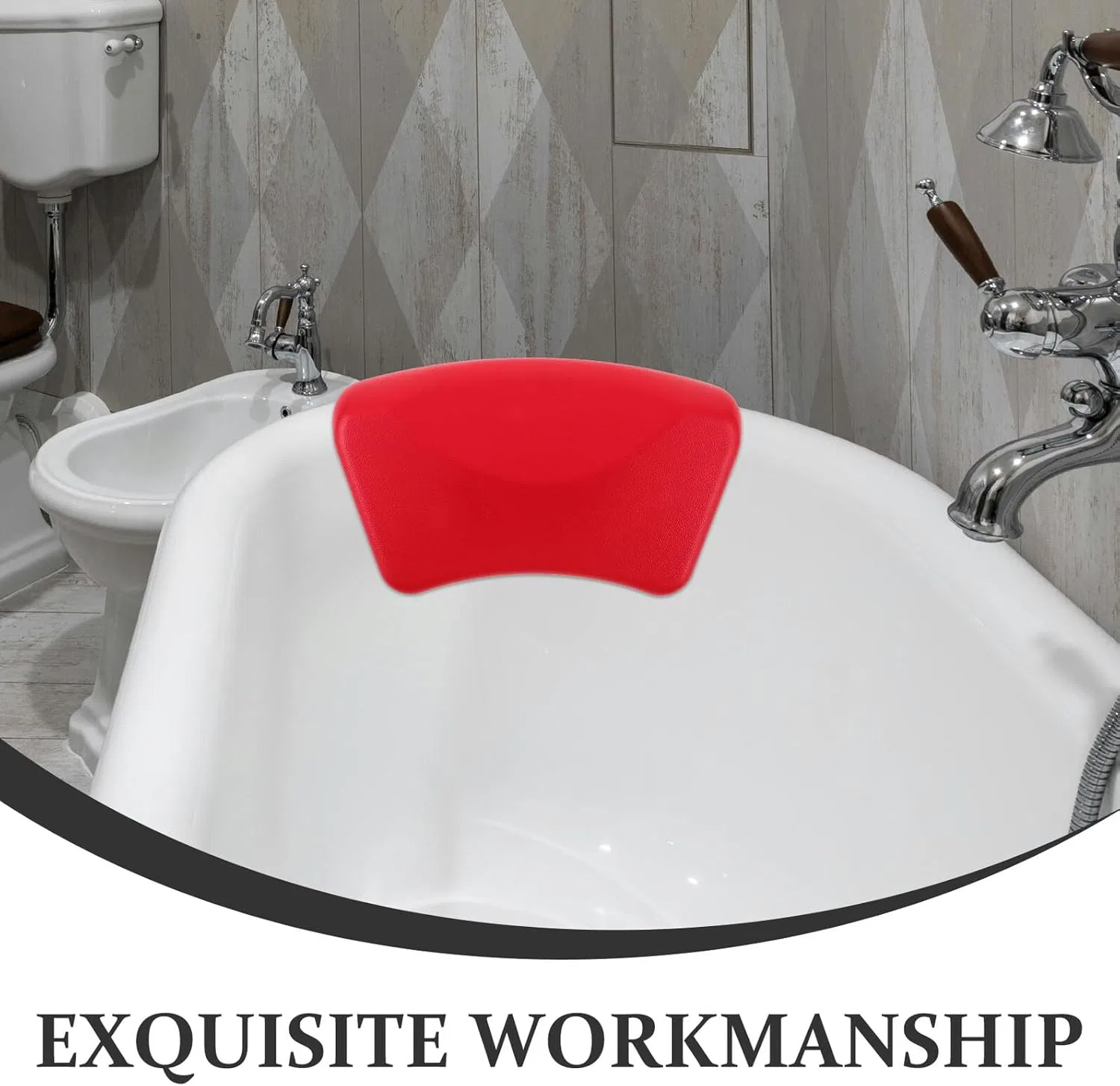 Ванная подушка с поддержкой шеи, FOYTOKI, красный — фото 3