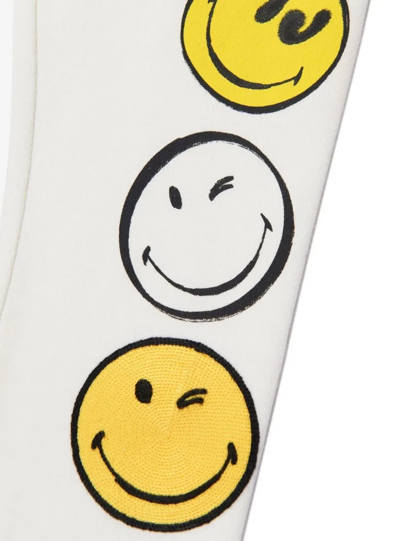 Детские спортивные штаны из органического хлопка с принтом Smiley Faces Little Marc Jacobs, Ivory — фото 3