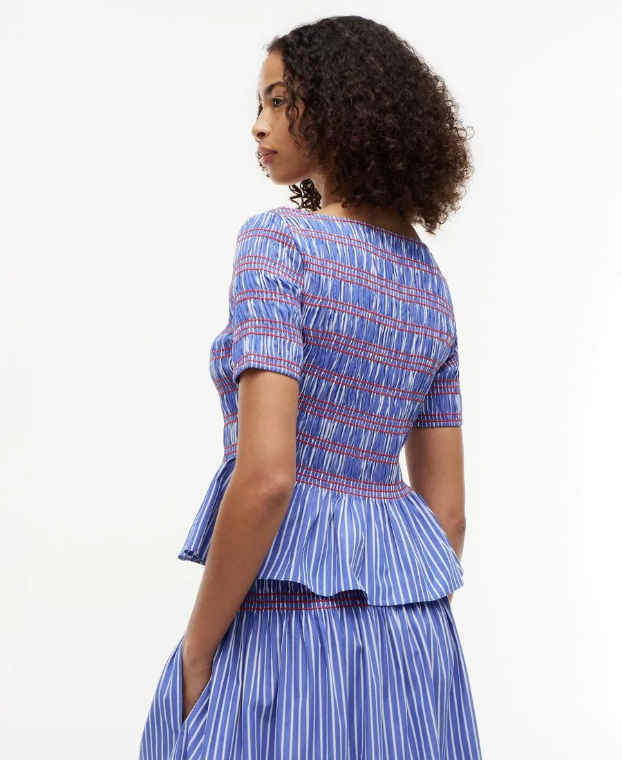Топ женский с защипами, с коротким рукавом Tommy Hilfiger, Smocking Stripe — фото 4