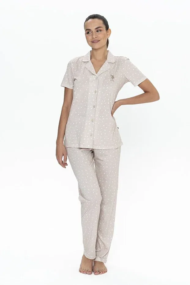 Женская пижама с коротким рукавом U.S. Polo Assn., Beige