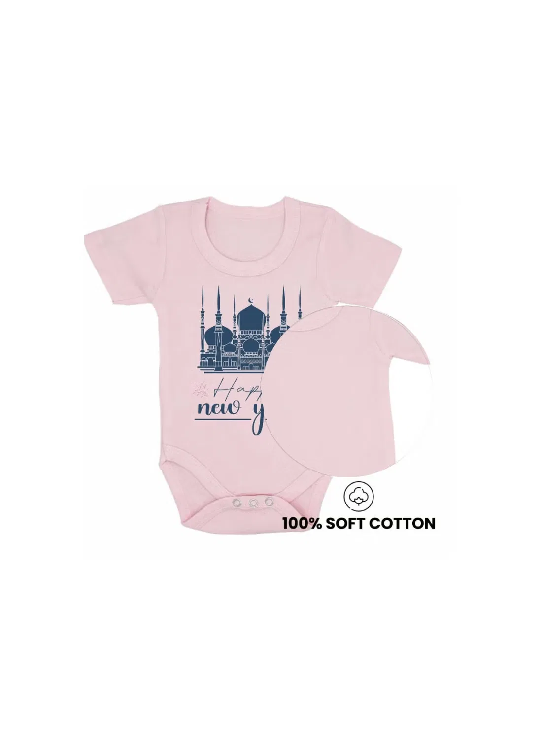Боди-комбинезон с коротким рукавом с принтом новогодней тематики Printshop4Me, розовый — фото 4