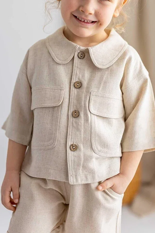 Детские шорты для мальчиков льняные Oliven The Kid, Beige — фото 2
