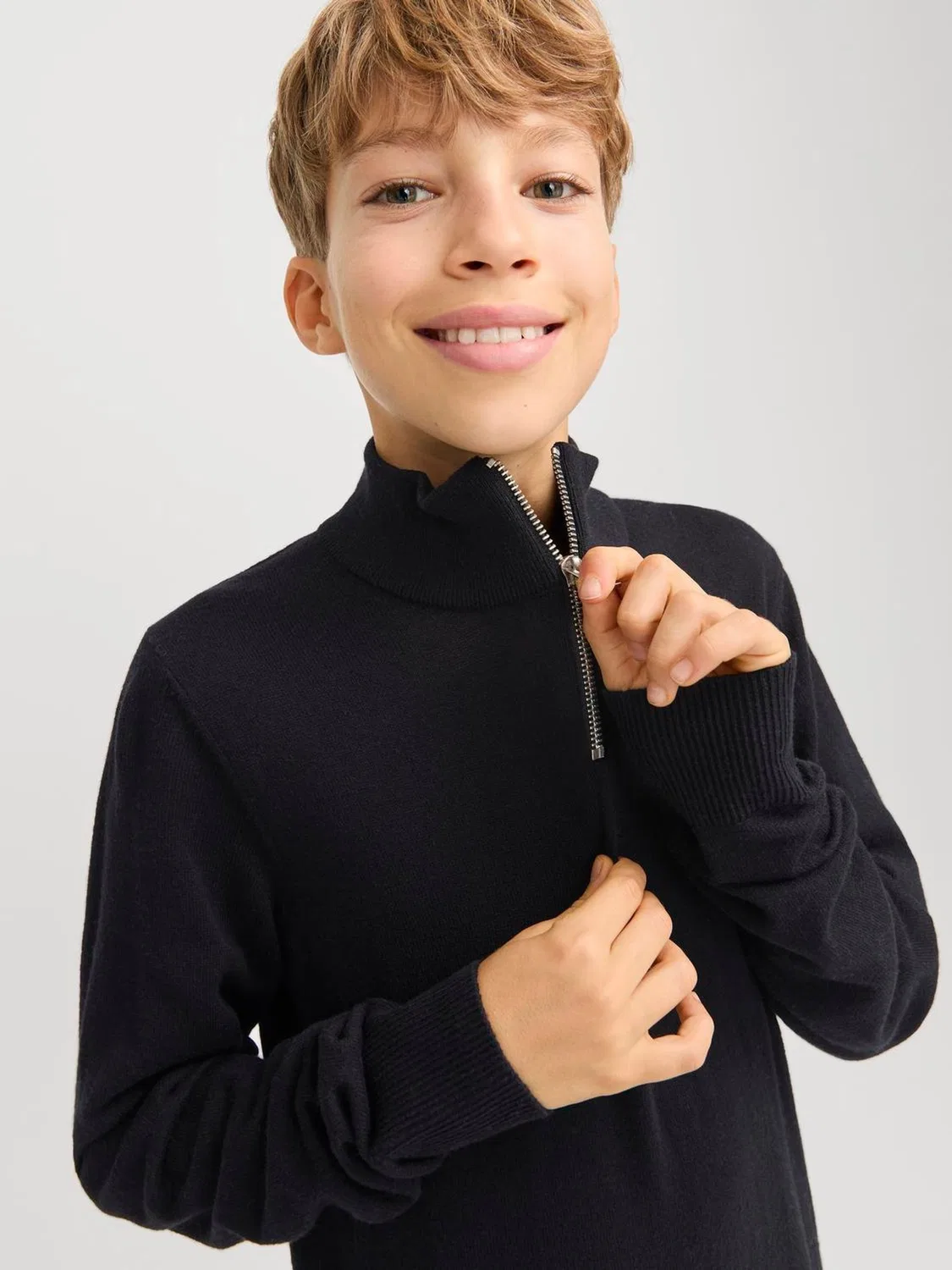 Свитер с высоким воротником Jack & Jones Junior, черный — фото 3