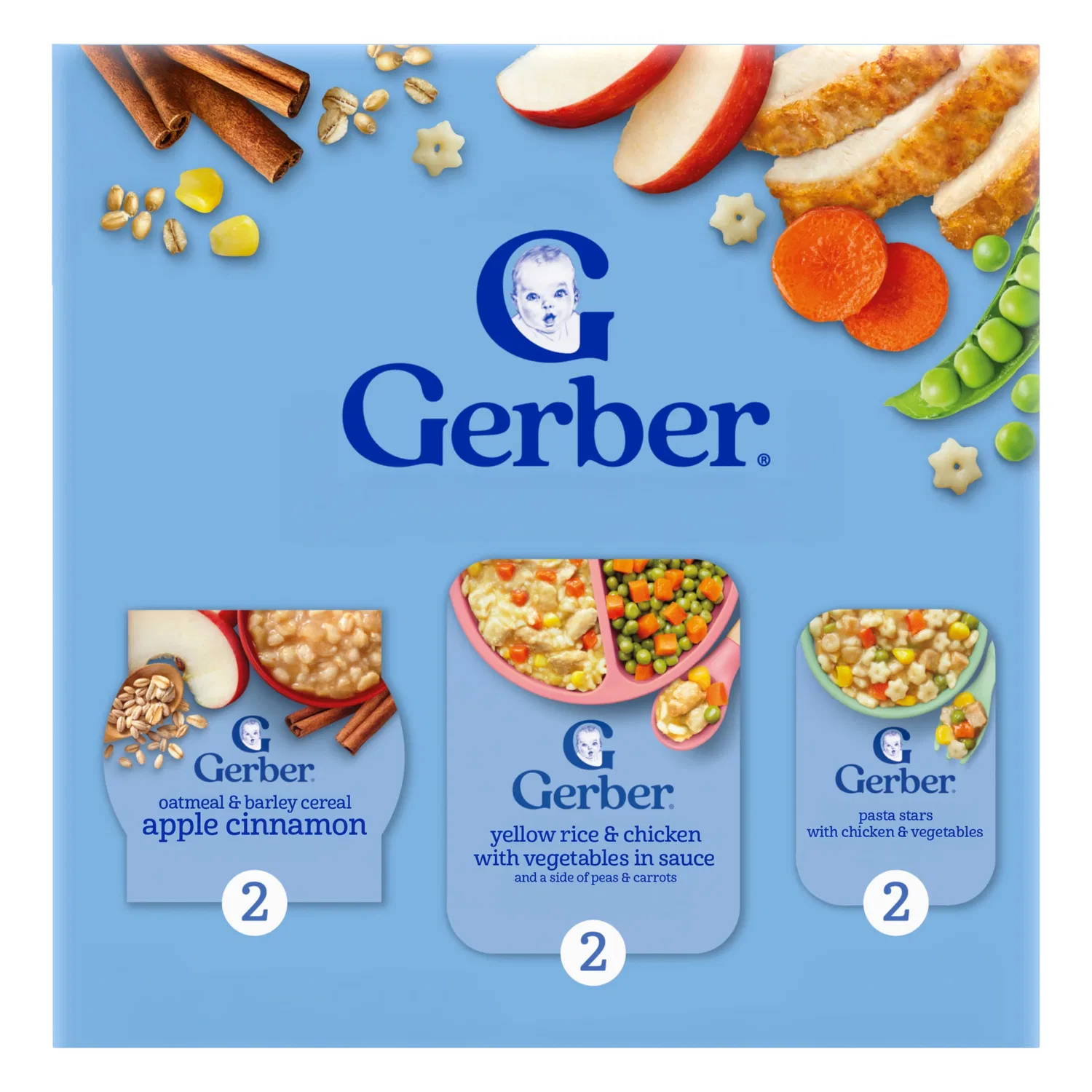 Детское питание Gerber All Day Favorites, набор 6 упаковок, 2 упаковки, 0.97 кг — фото 2