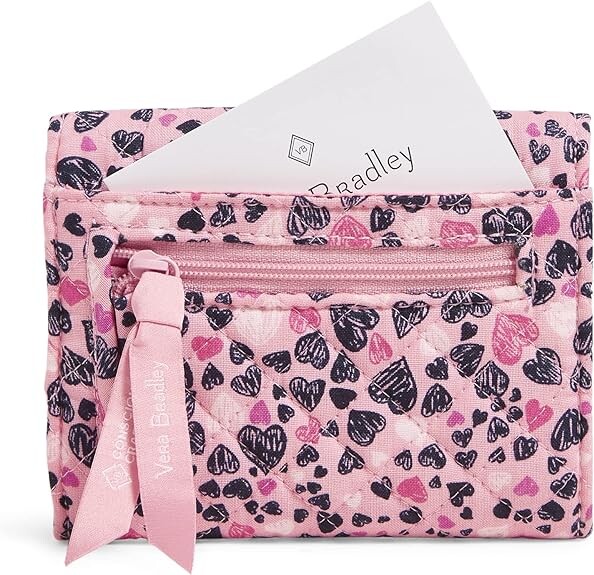 

Женский хлопковый компактный кошелек Vera Bradley Riley с RFID-защитой, розовый