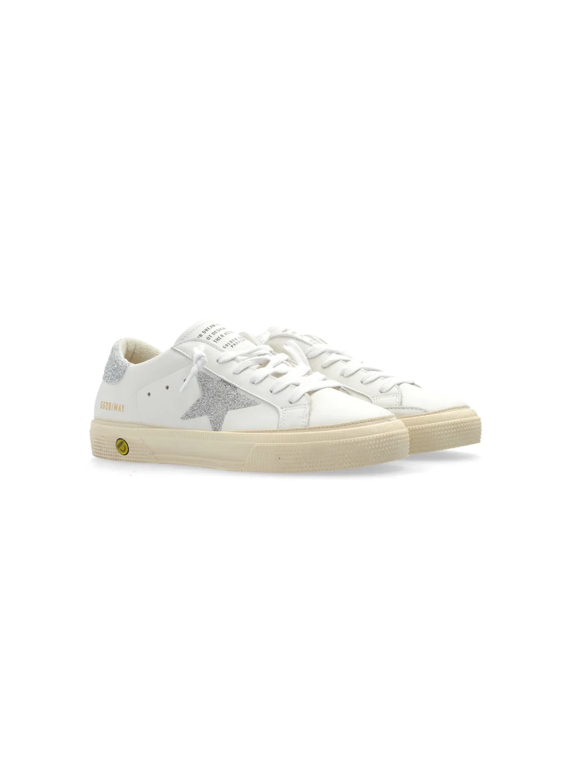 Кожаные кроссовки с блестками May Golden Goose, белый