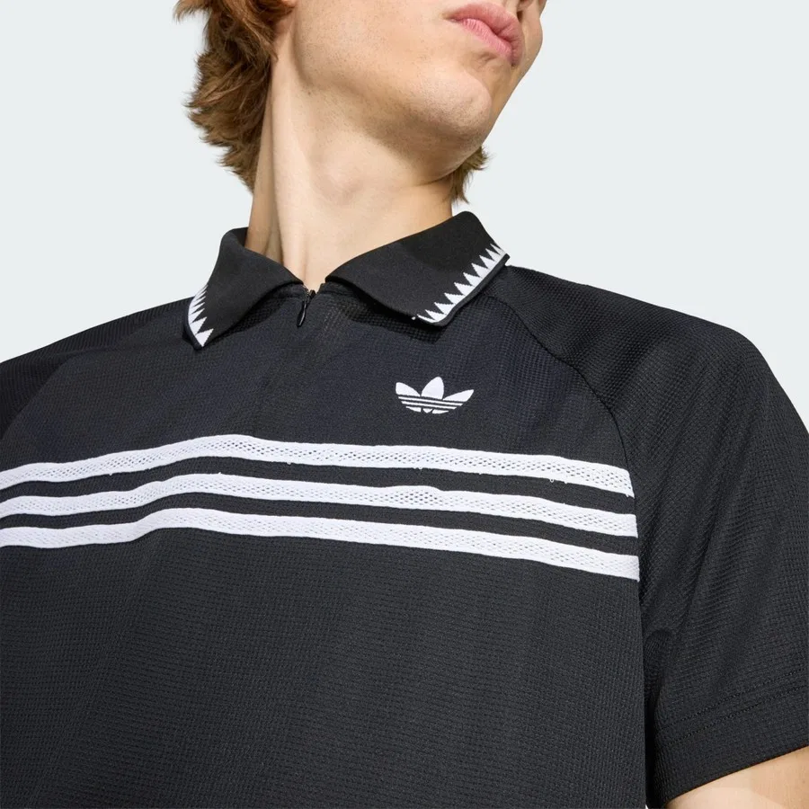 Мужское поло с принтом Chest Stripes Slim adidas, Черный — фото 4