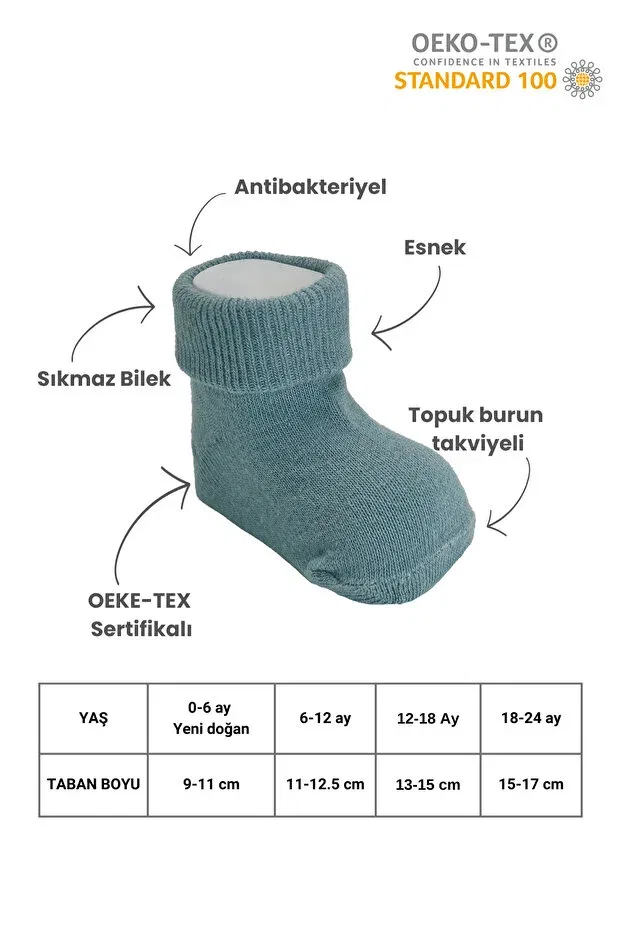 Детские носки для новорожденных хлопковые из органического хлопка Akface, Turquoise — фото 4